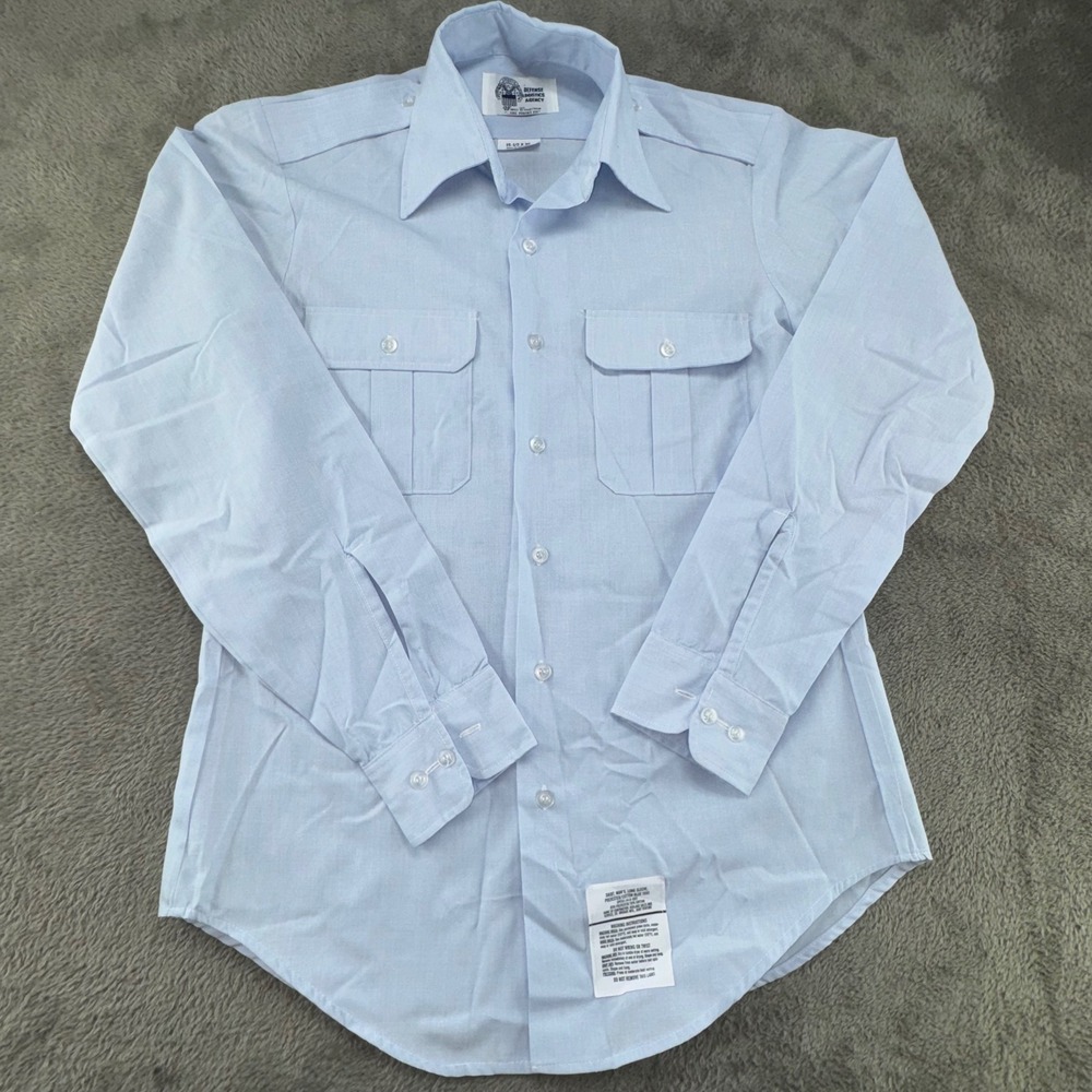Defense Logistics Agency Shirt Mens 15.5x35 Blue Excellent Military Utility L/S